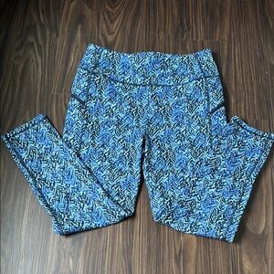 NWOT Blue and Black Patterned Leggings L